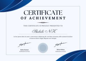 Blue Minimalist Certificate Of Achievement